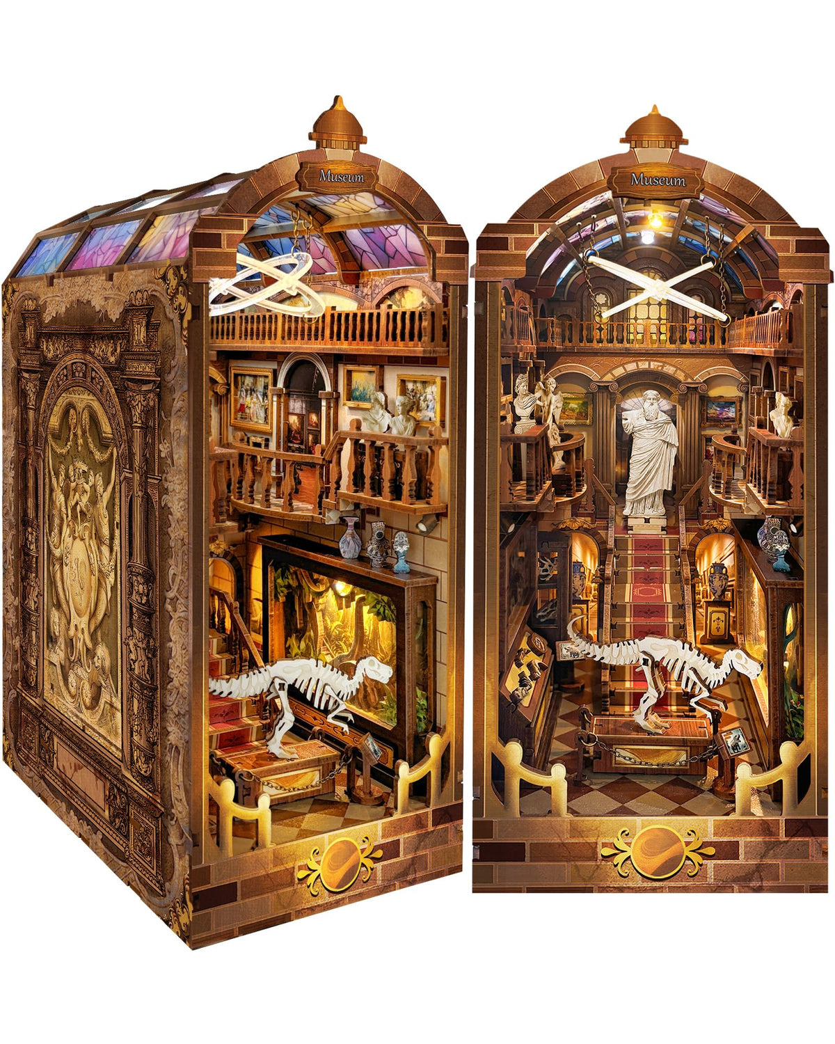 Quanquer DIY Book Nook Kit with LED Light illuminated shelf diorama