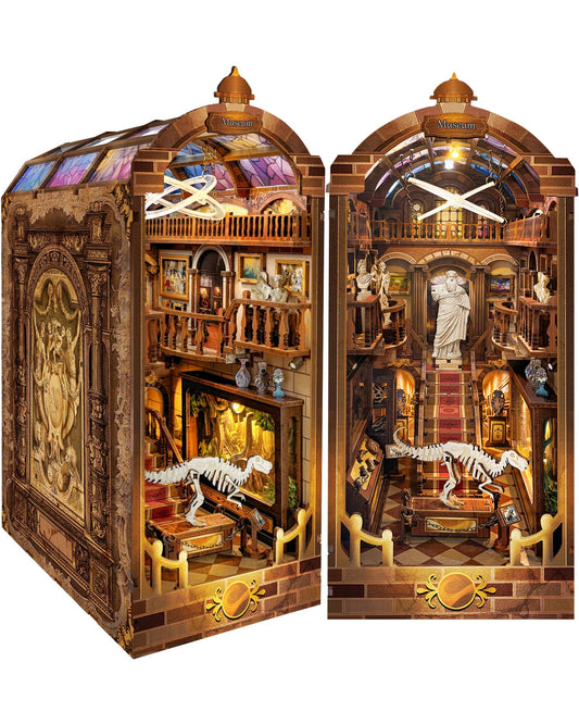 Quanquer DIY Book Nook Kit with LED Light illuminated shelf diorama