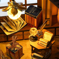 Quanquer flickering candles and crystal balls add mystical ambiance.