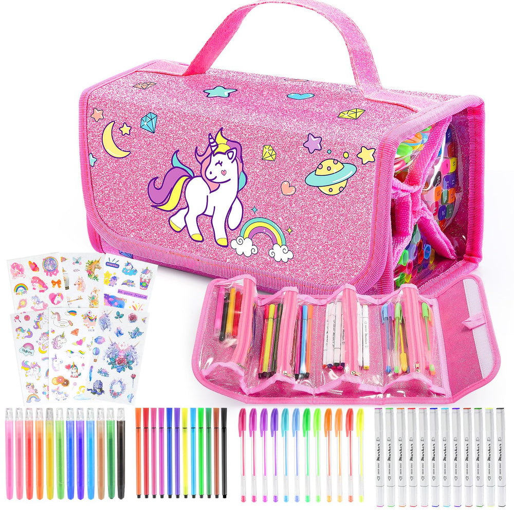 Quapify Unicorn pencil case keeps art supplies organized for on the go creativity.