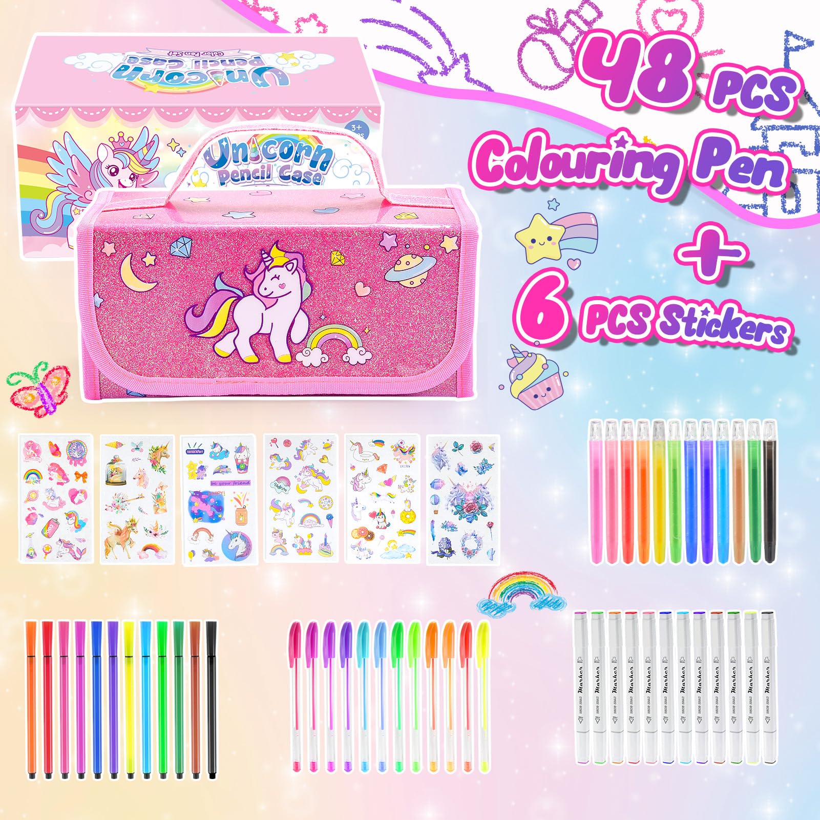 Quapify unicorn stickers spark imagination and complete artwork with cute accents.
