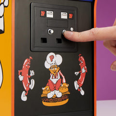 Quarter Arcades Burger Time coin door adds authentic tactile charm for collectors.