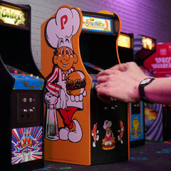 Quarter Arcades Burger Time joystick demonstrates authentic control for nostalgia display.