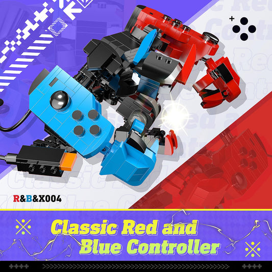 Qublyxo classic robot toy in blue and red enhances display appeal.
