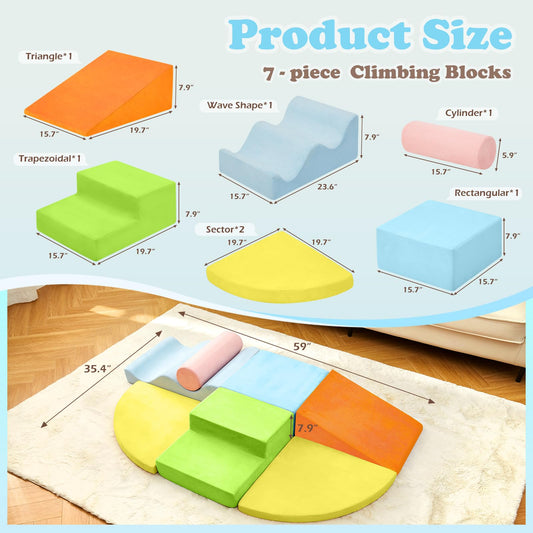 QUCHI climbing blocks removable cover image shows easy cleaning for hygienic play.