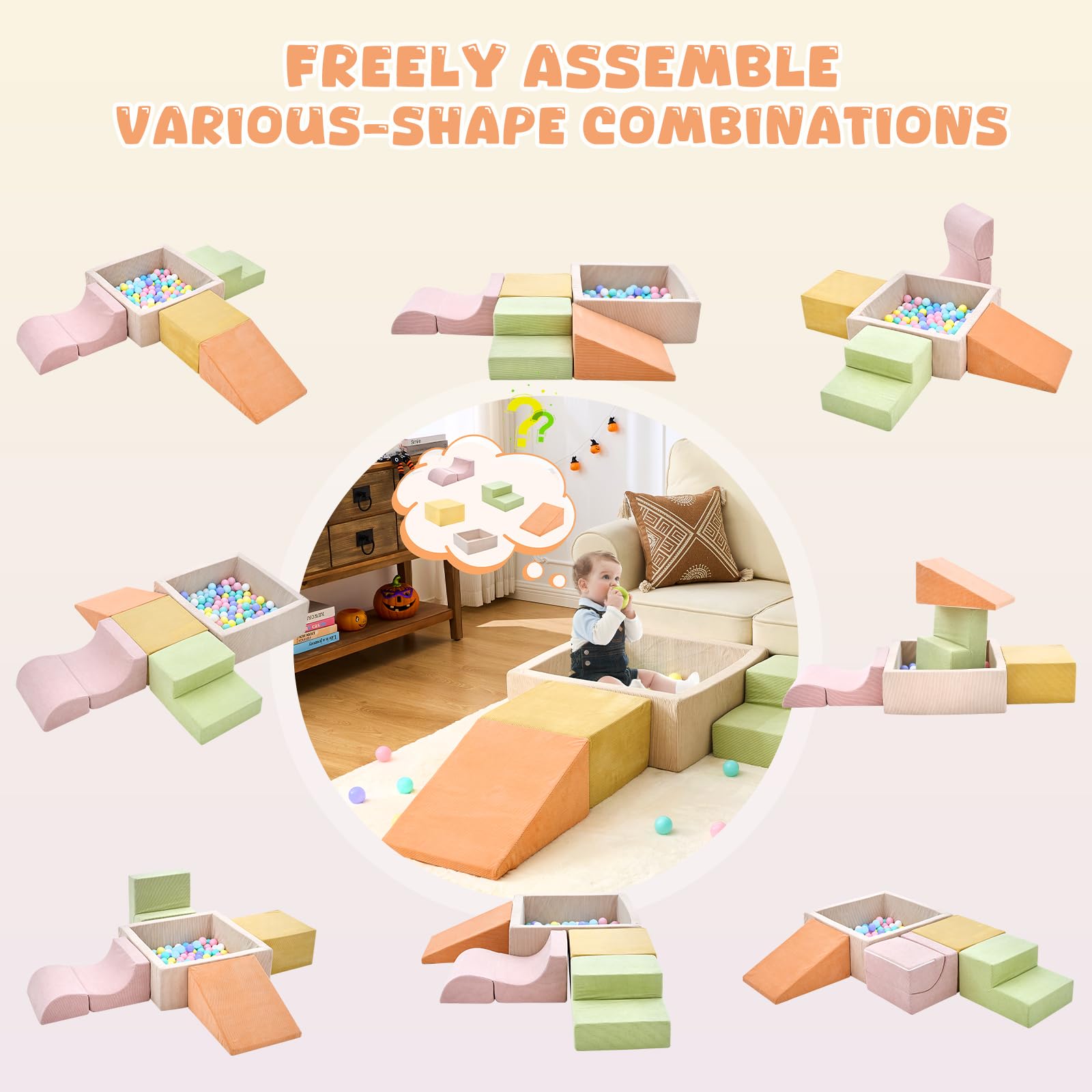 QUCHI climbing blocks with removable washable cover for easy cleaning
