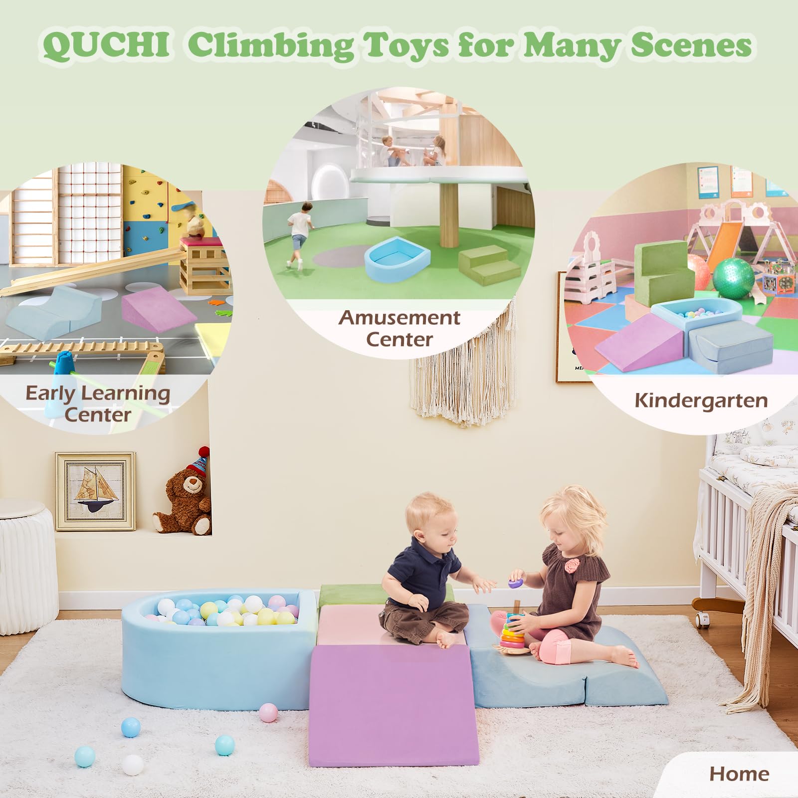 QUCHI colorful shapes stacking image highlights cognitive play and motor skill growth.