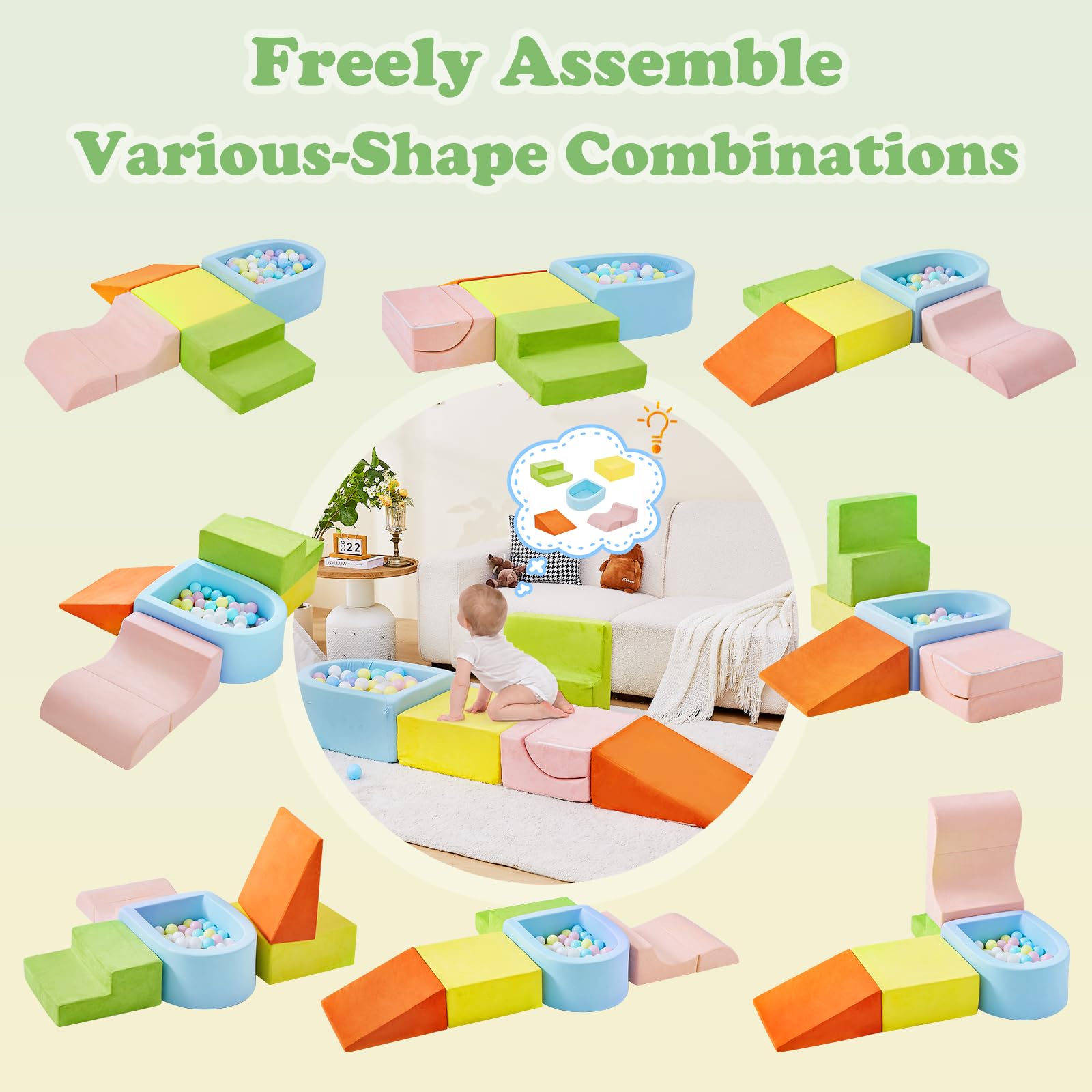 QUCHI high-density foam cushions for comfortable play