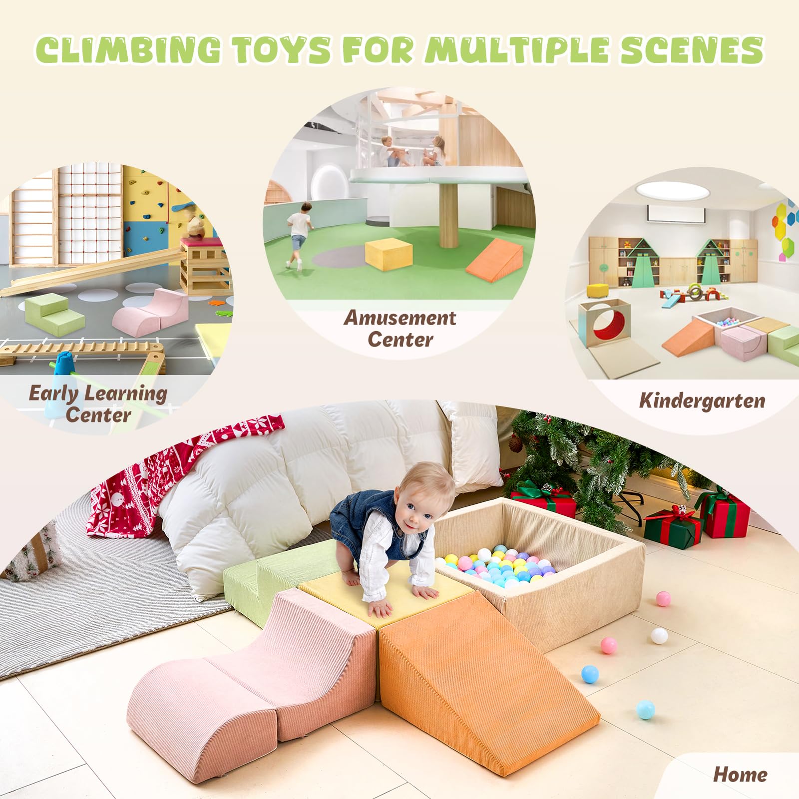 QUCHI indoor climbing set suitable for homes, nurseries, and classrooms