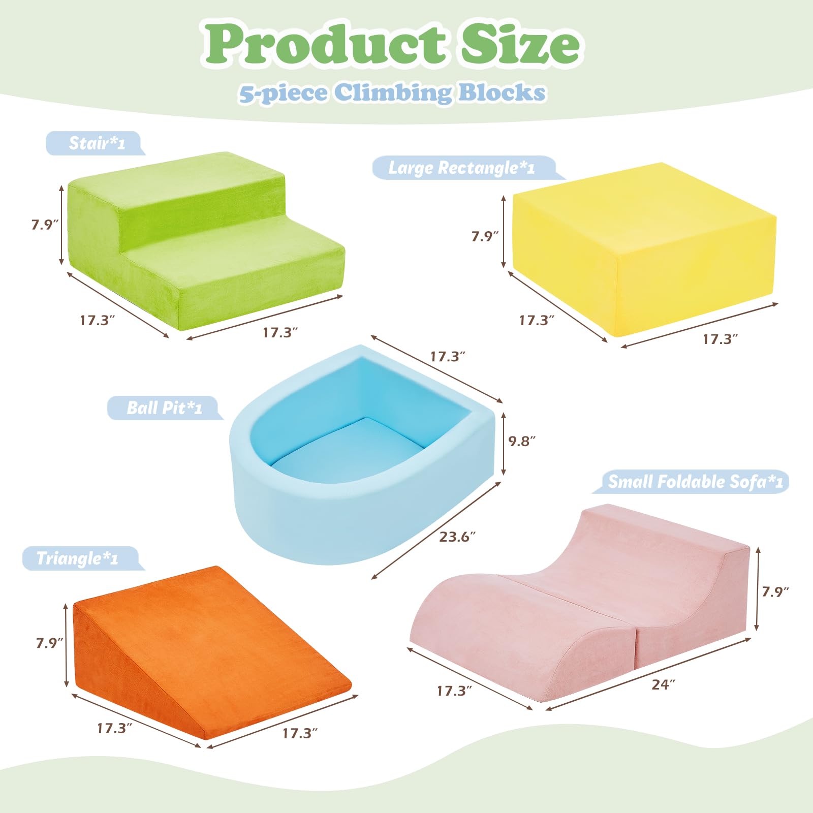 QUCHI removable fabric cover on climbing blocks for easy cleaning