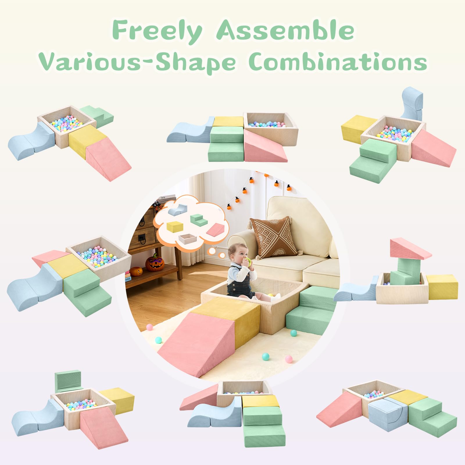 QUCHI toddler climber soft foam edges foster safe crawling and climbing.
