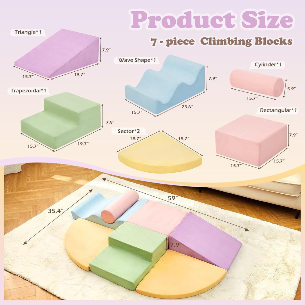 QUCHI toddler climbing blocks side view shows safe edge-free design