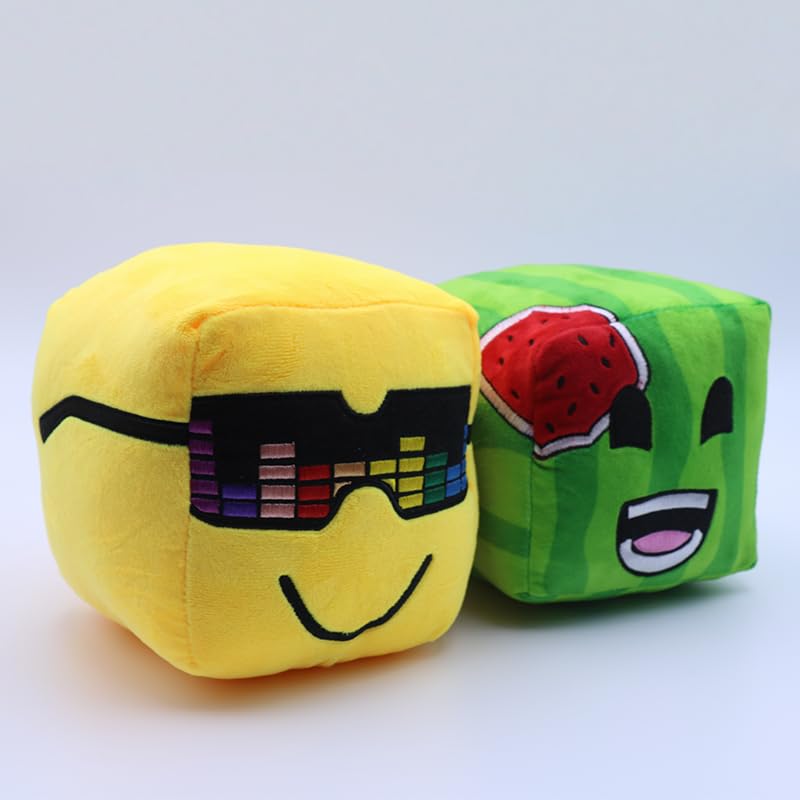 QueenKa Sunny and Melon plush side view, versatile desk companion and cuddle buddy.