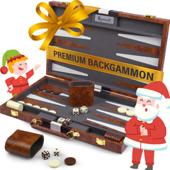 Queensell large backgammon board closed in leatherette case for travel