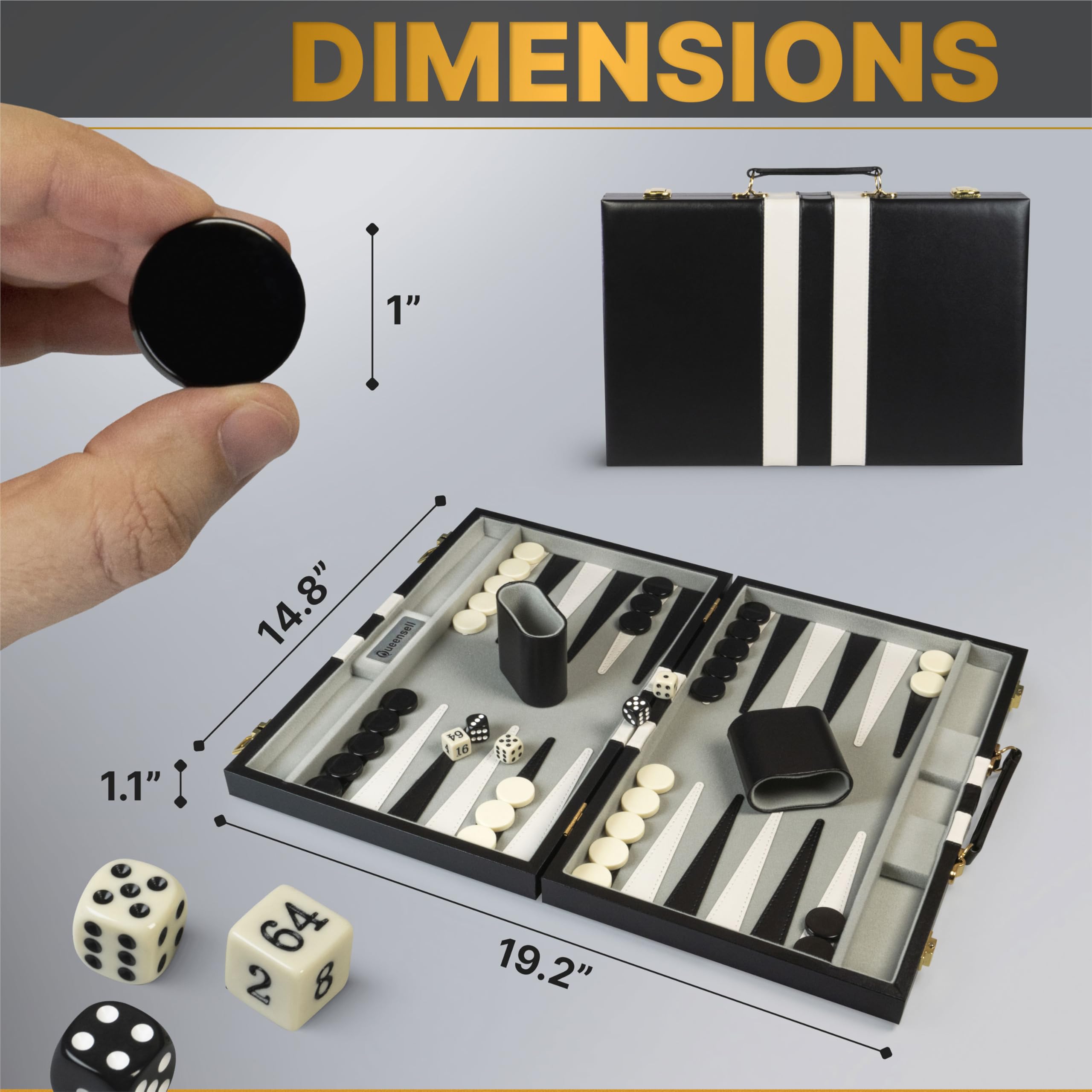 Queensell backgammon doubling cube emphasizes strategic options during play.