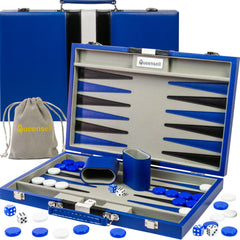 Queensell backgammon folding board highlights PU leather exterior for durable travel play
