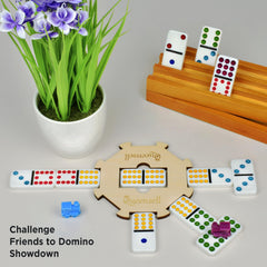 Queensell domino tiles feature indented dots and bold colors for long-lasting readability.