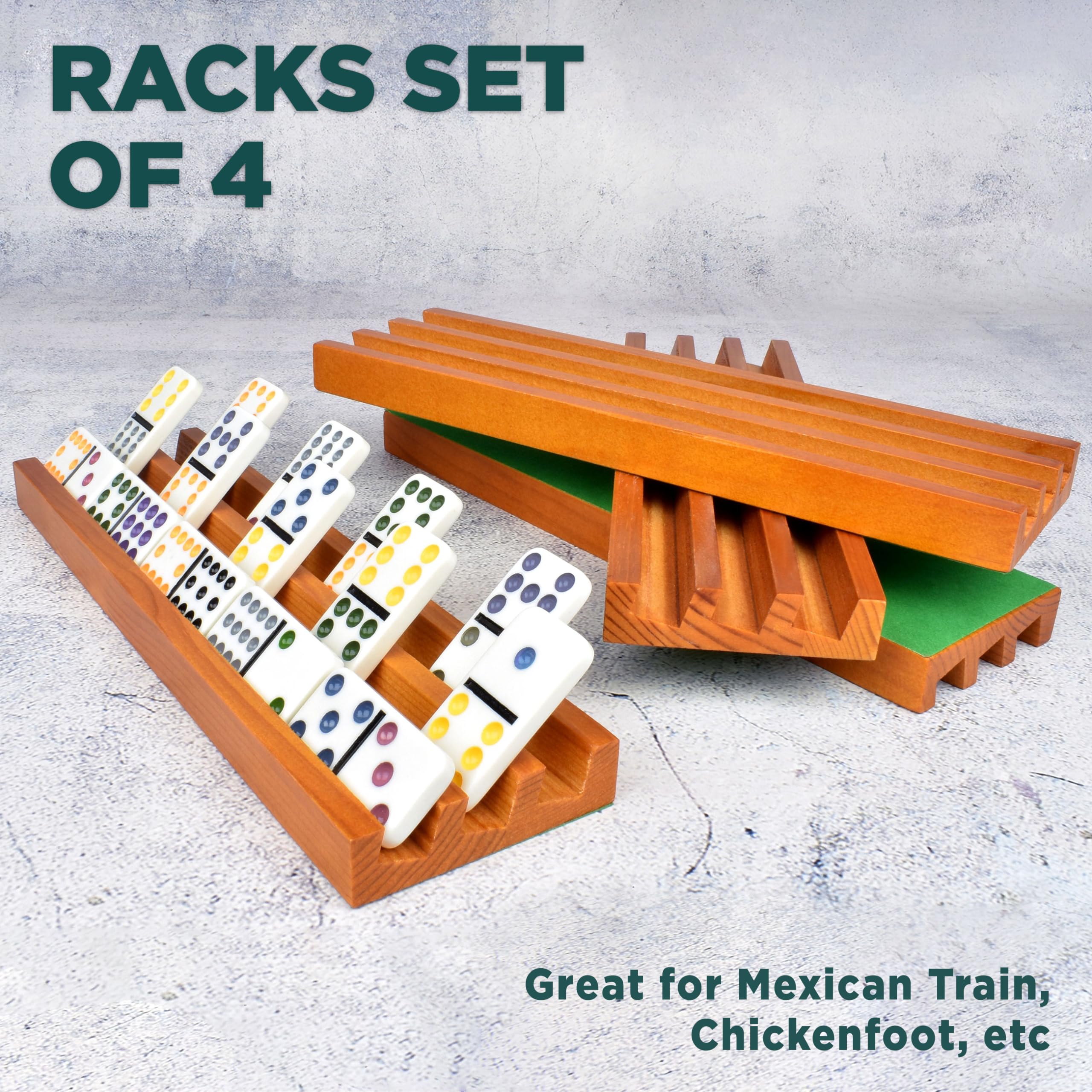 Easy to use racks fit standard domino tiles for quick setup and smooth play.
