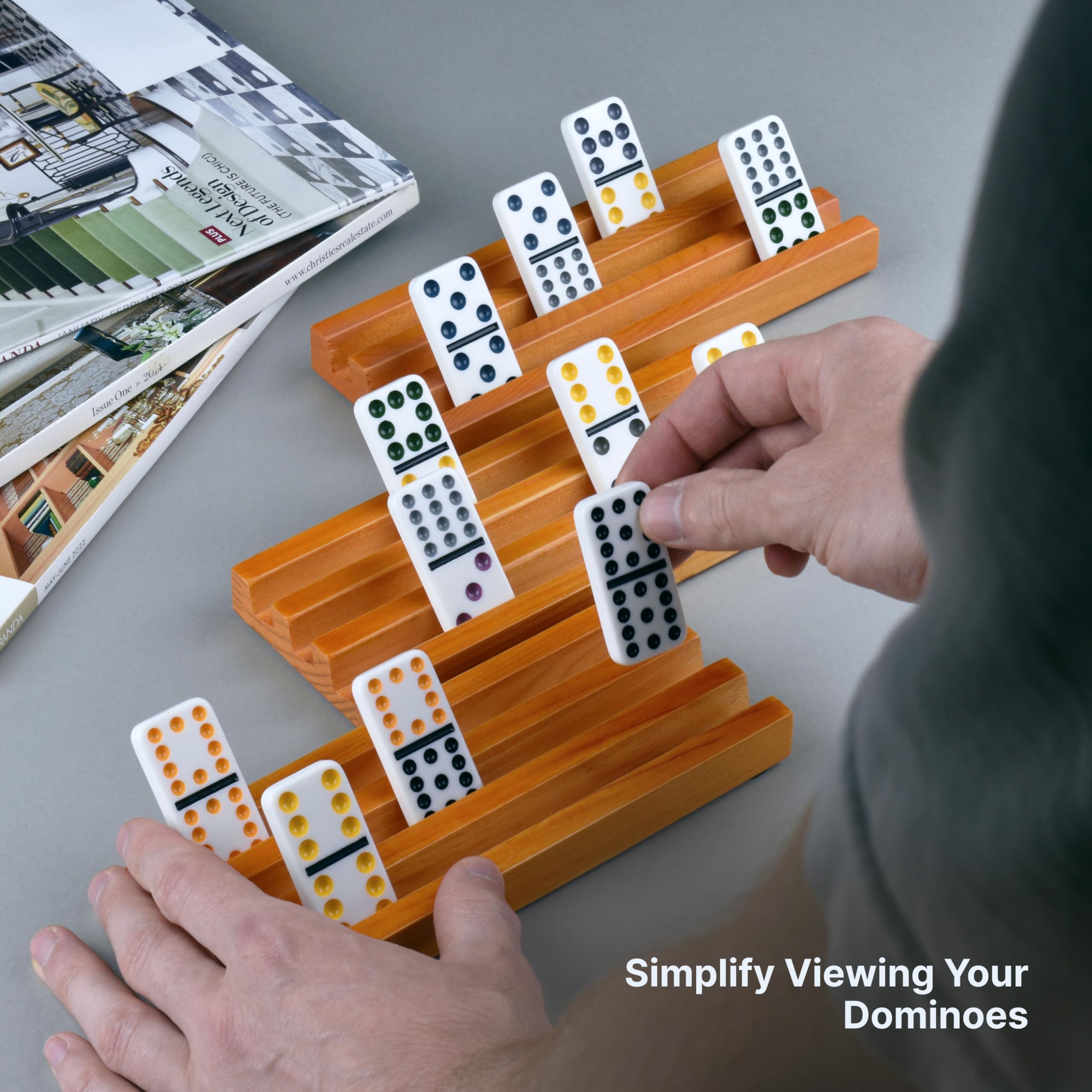 Queensell domino holders fit professional-sized dominoes for familiar play.