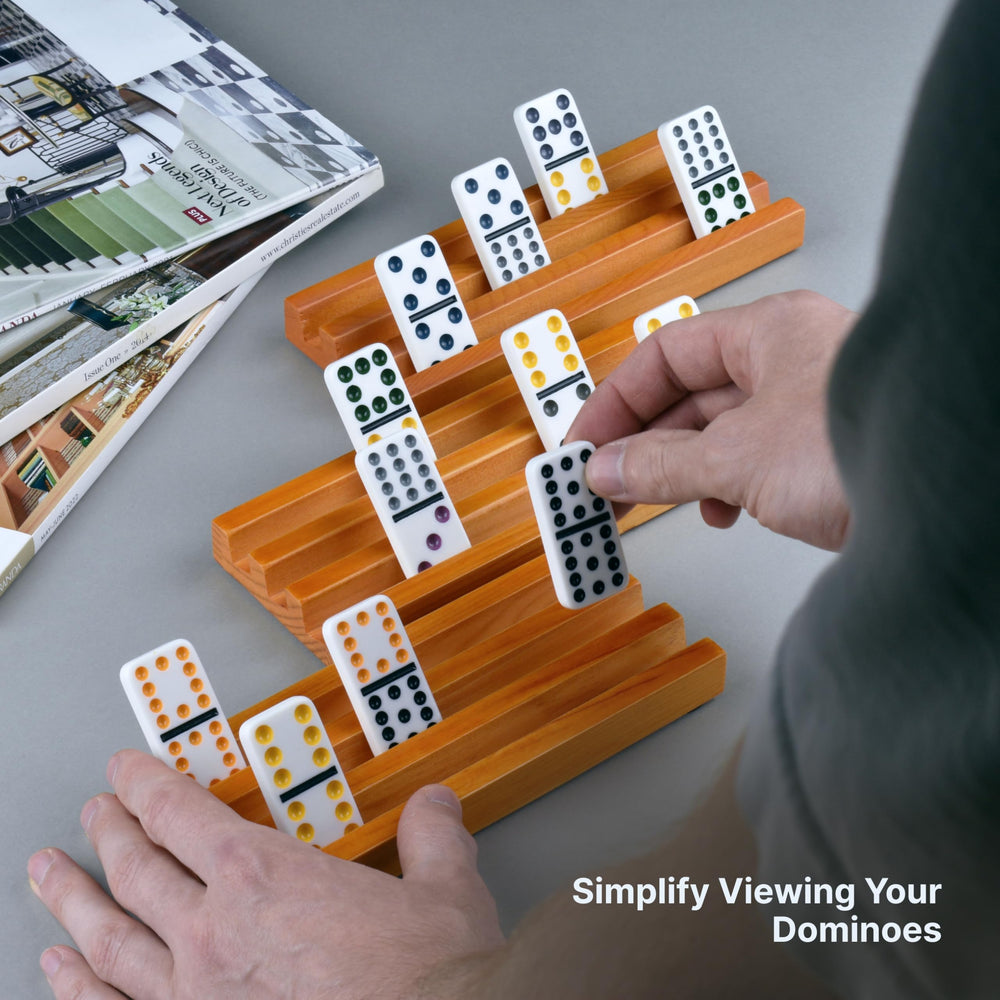 Queensell domino holders fit professional-sized dominoes for familiar play.
