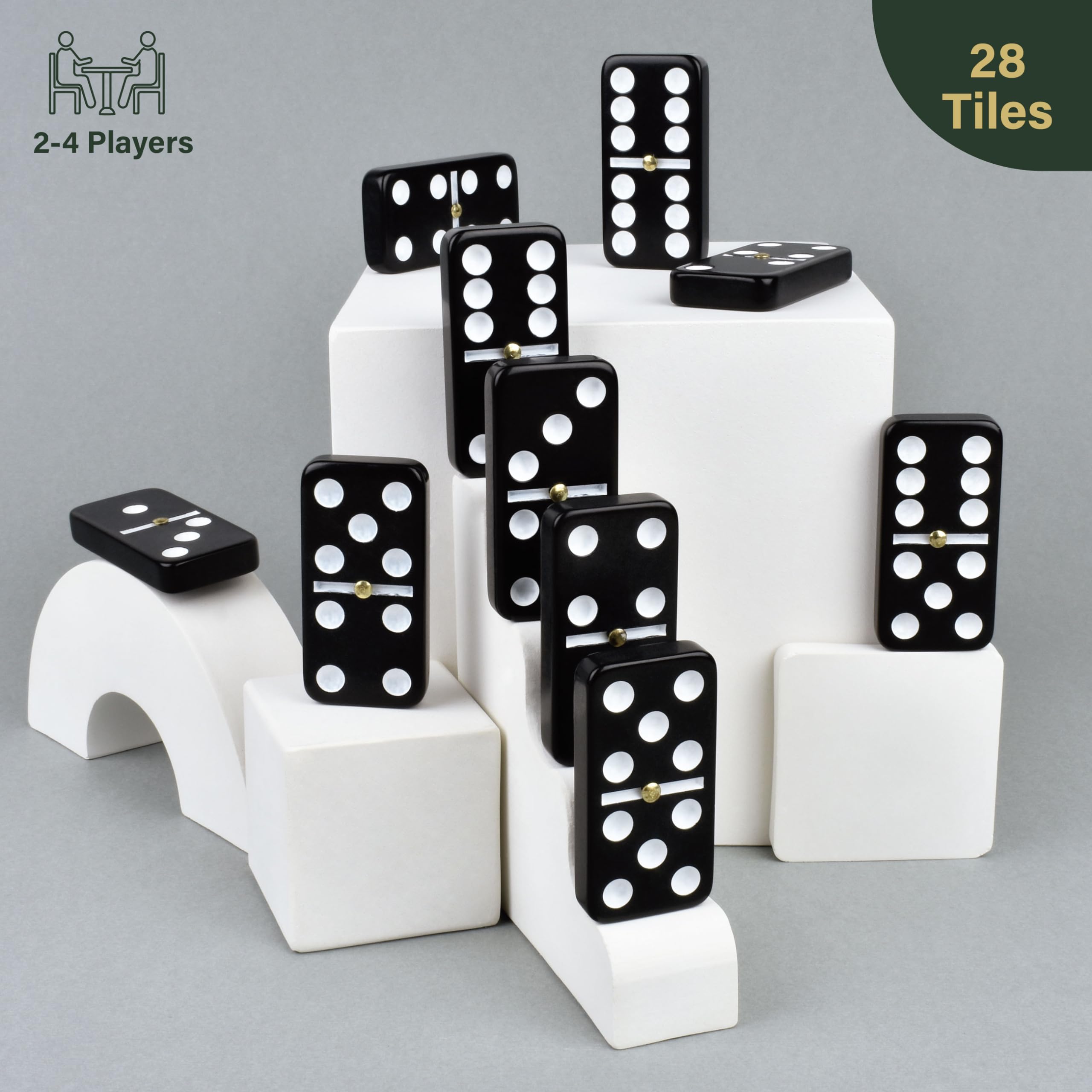 Double-six domino tiles highlighting durable build and vintage look