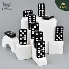 Double-six domino tiles highlighting durable build and vintage look