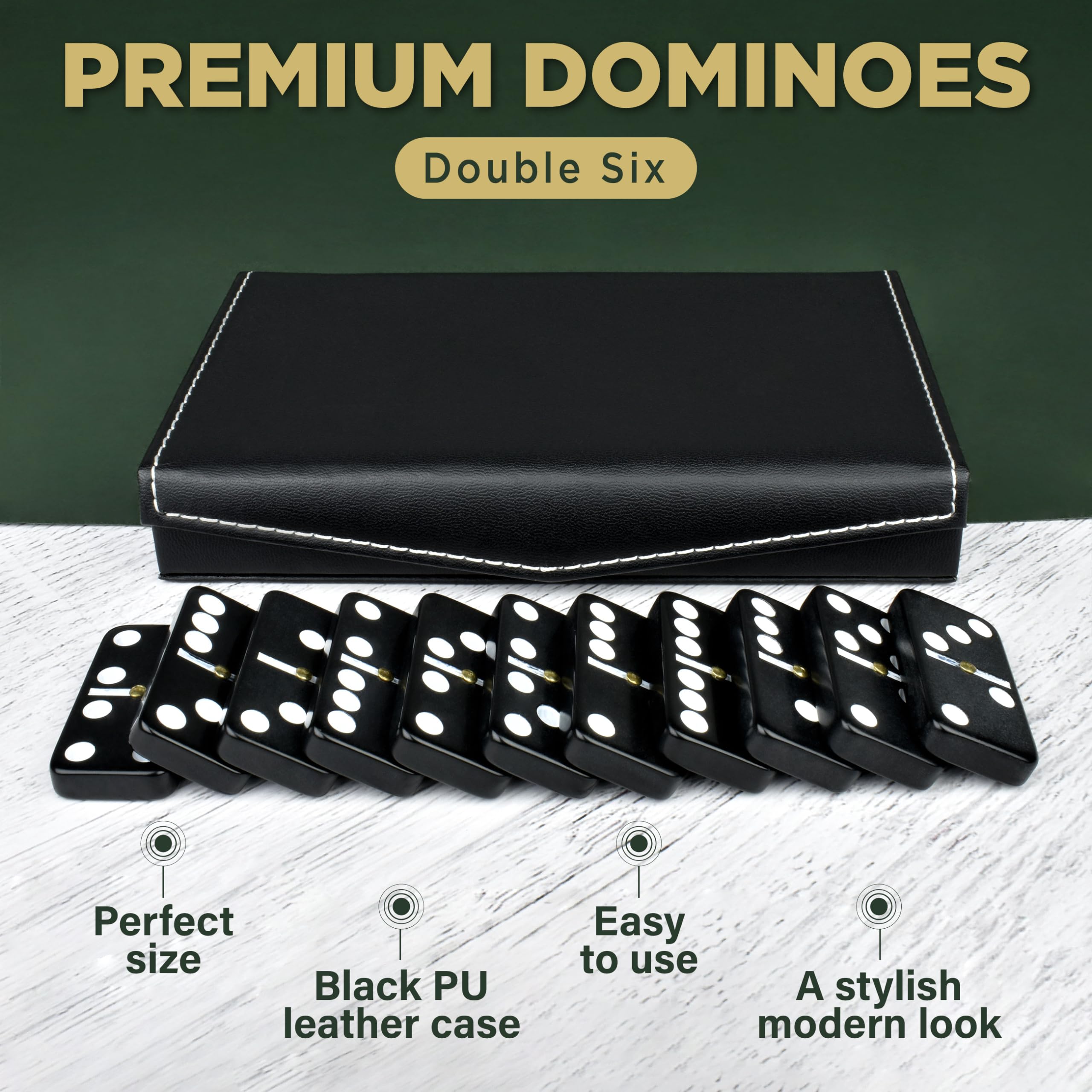 Close-up of numbered domino tiles showing classic dots for family math fun