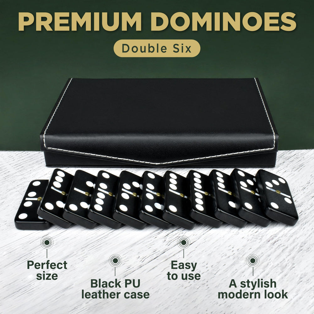 Close-up of numbered domino tiles showing classic dots for family math fun