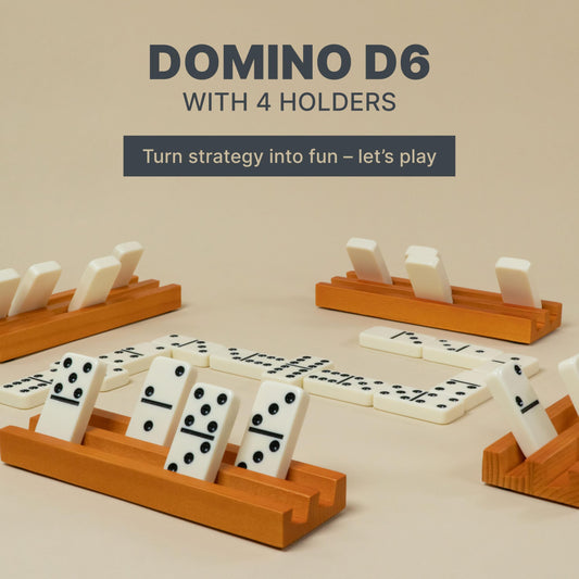 Queensell domino racks shown with four trays for easy viewing during play