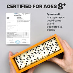 Queensell dominos travel-friendly box keeps tiles neatly stored.