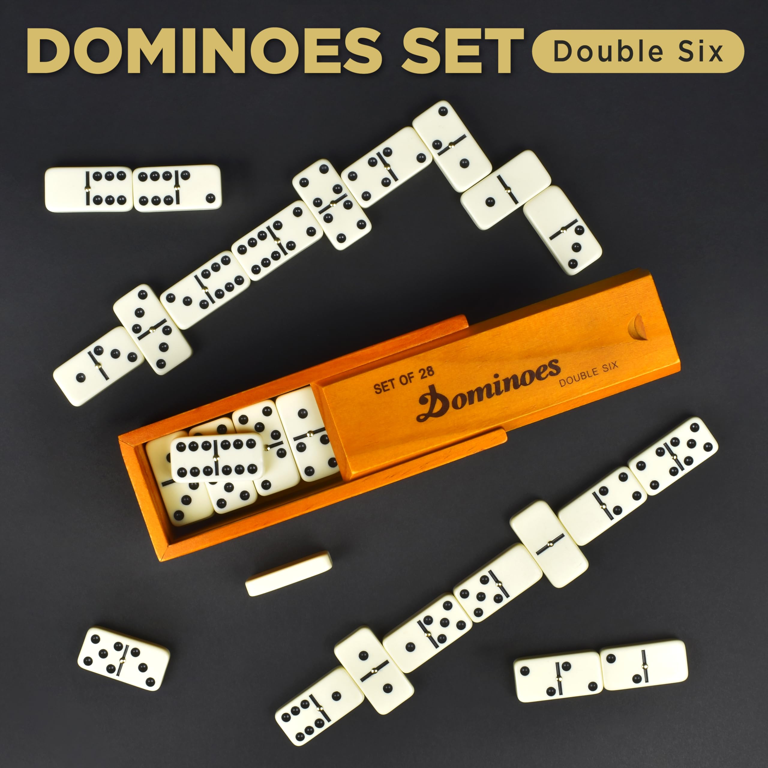 Queensell domino wood case keeps tiles organized and portable.