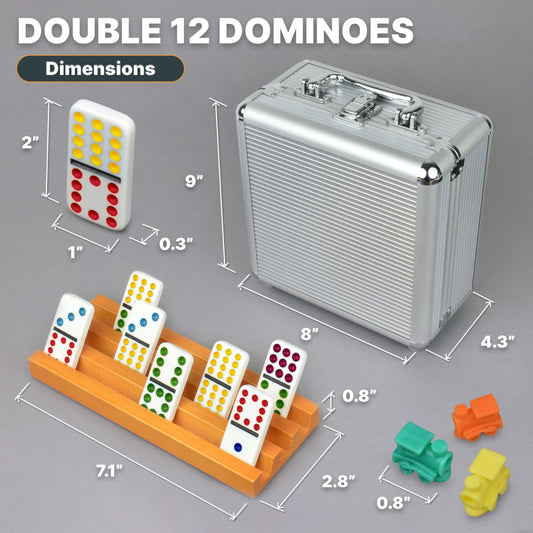 Queensell double-12 domino tiles laid out for easy reference during play