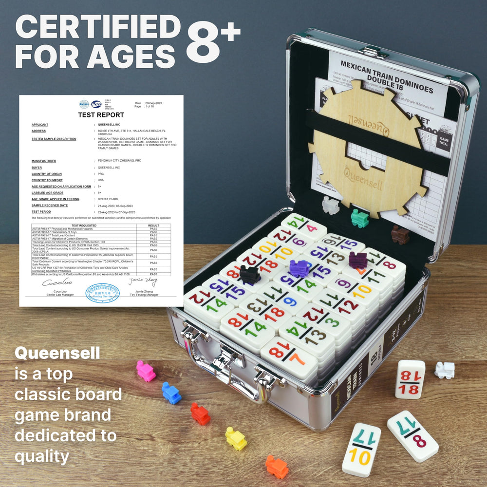 Queensell double-18 dominoes offer extended play for groups