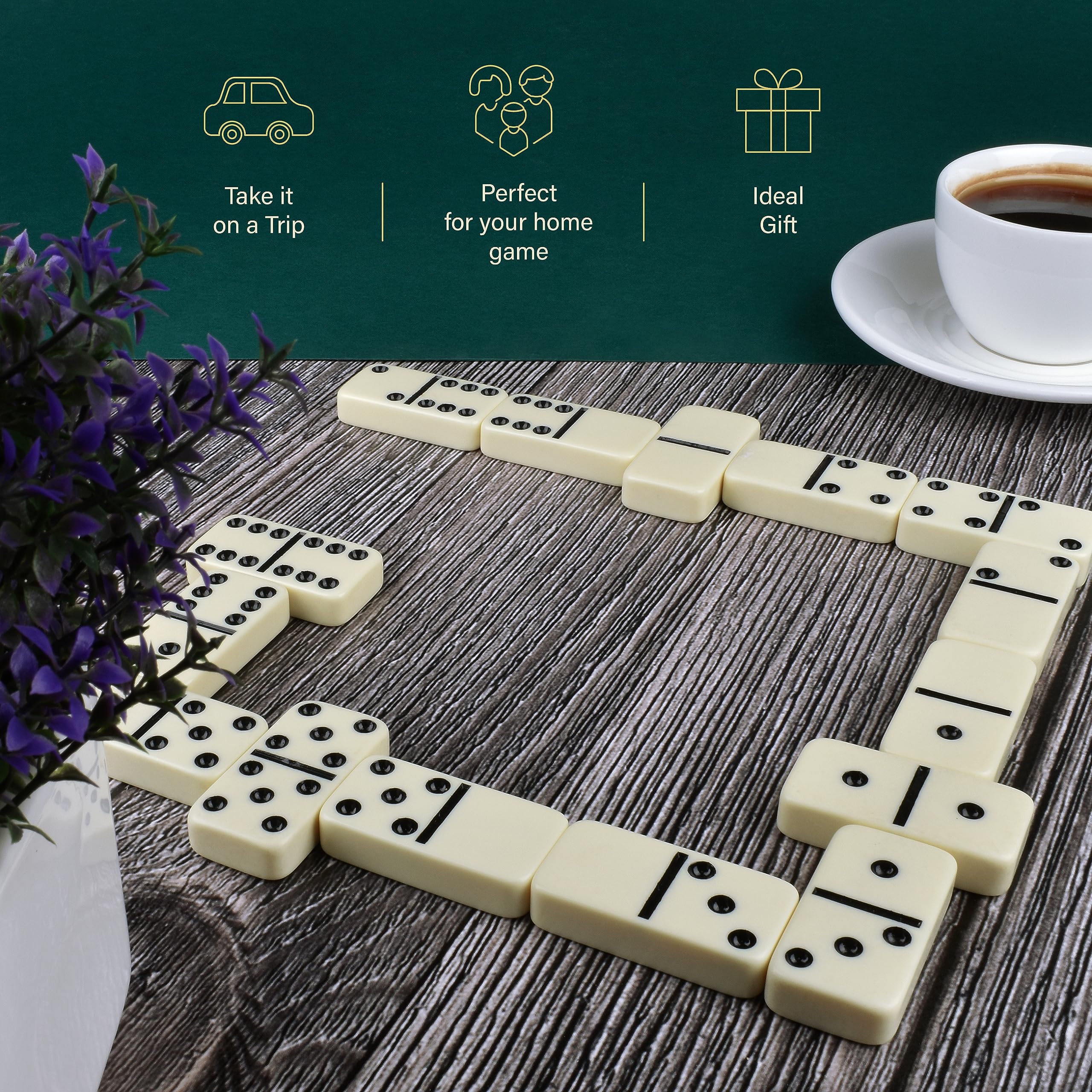 Queensell Jumbo Dominoes set provides tactile satisfaction during casual competitions and relaxed evenings.
