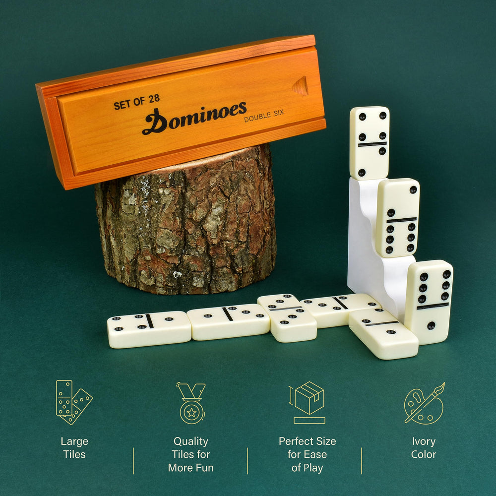 Queensell Jumbo Dominoes set laid out on table during two-player match for friendly competition.