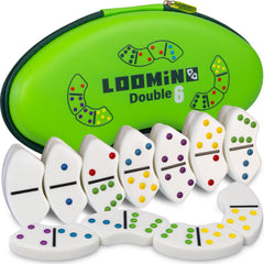 Queensell Loomino curved tiles enable arc formations for creative domino play.