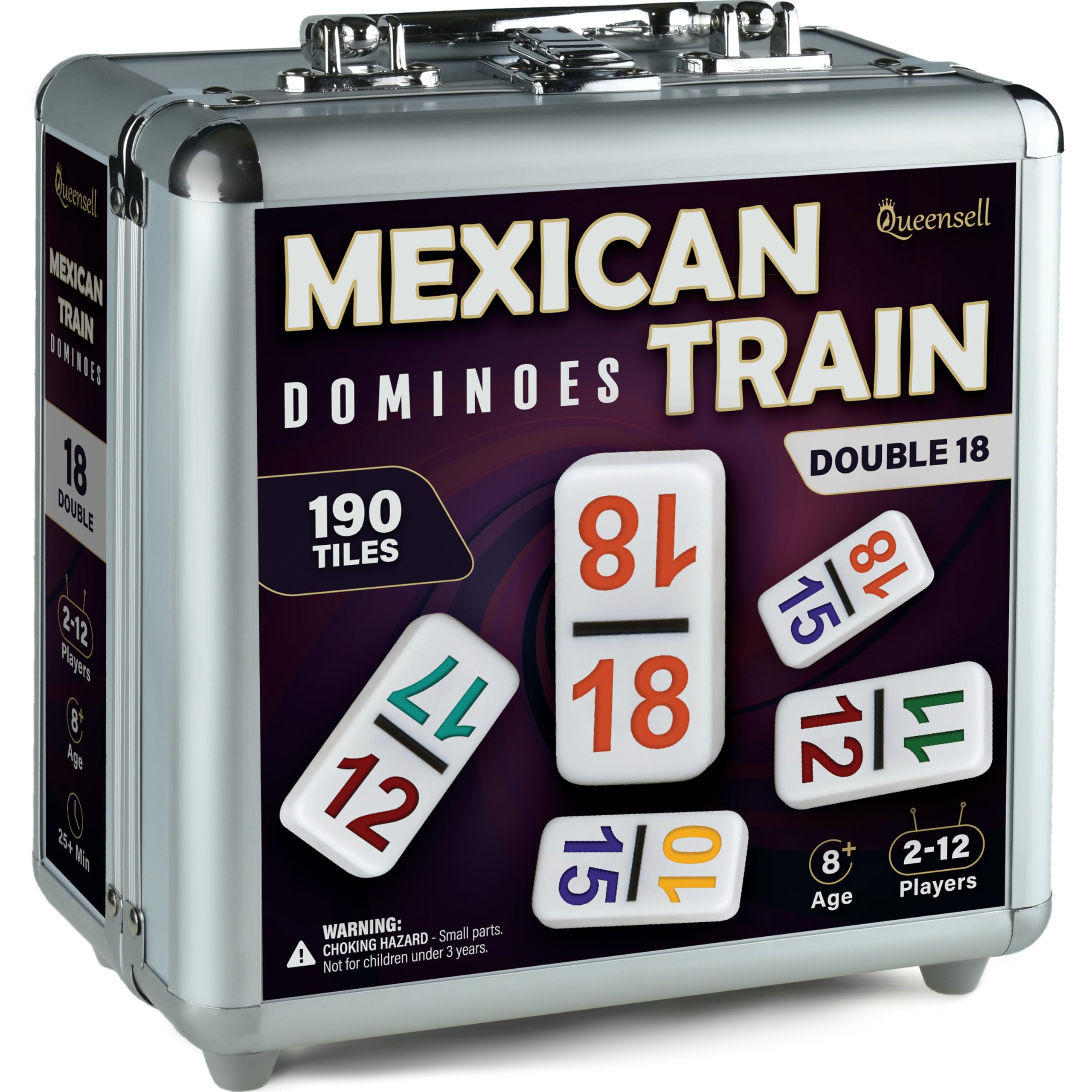 Queensell Mexican Train Dominoes tiles with numbers for easy scoring during family play