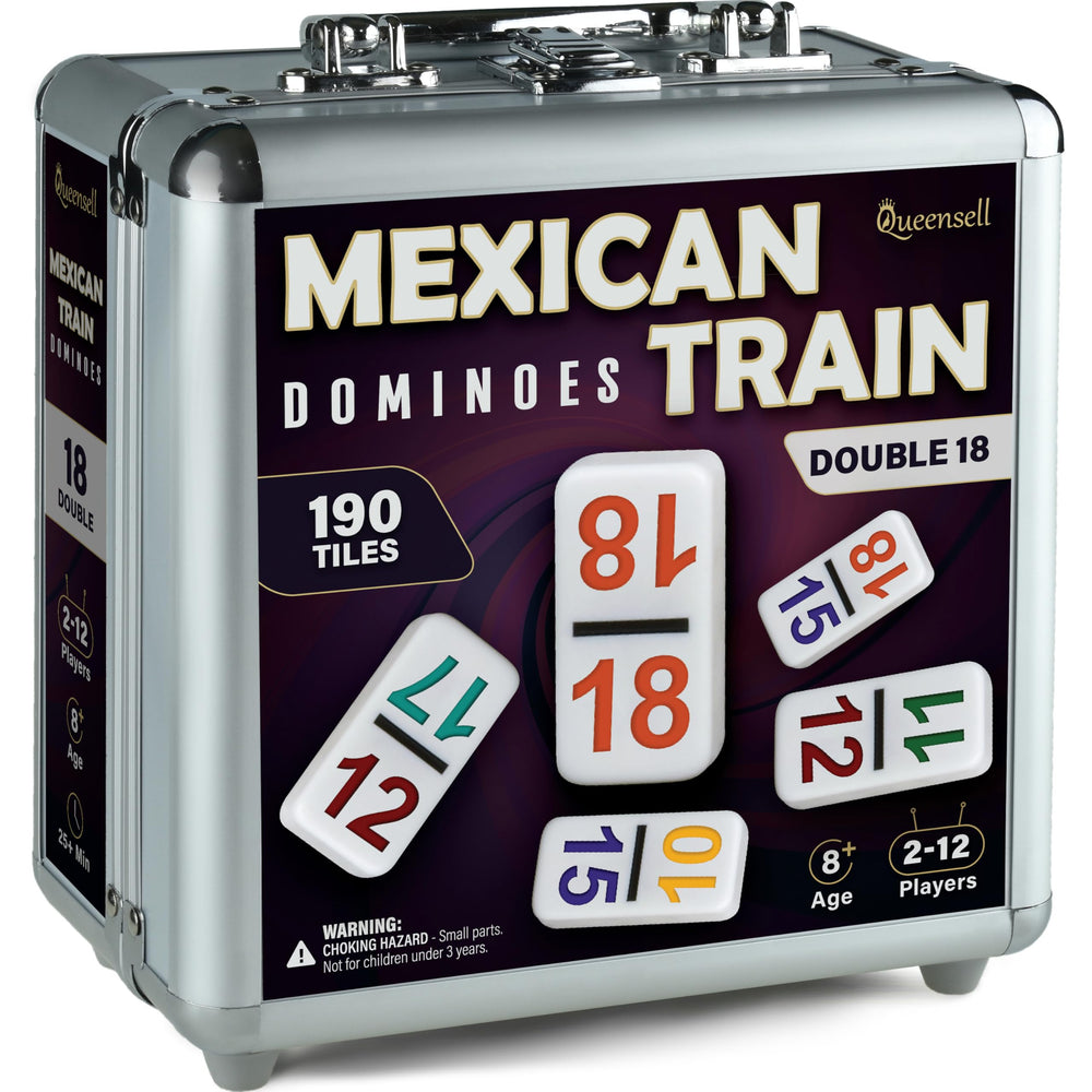 Queensell Mexican Train Dominoes tiles with numbers for easy scoring during family play
