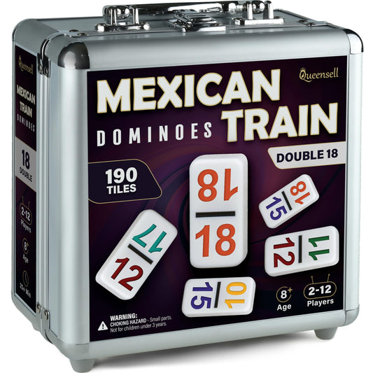 Queensell Mexican Train Dominoes tiles with numbers for easy scoring during family play
