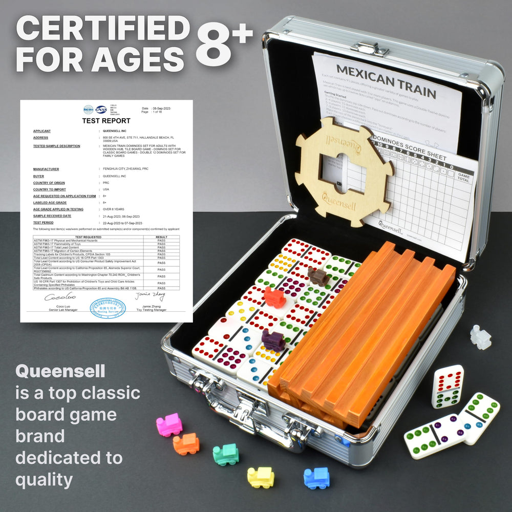 Queensell wooden domino holders provide stable tile placement during play.