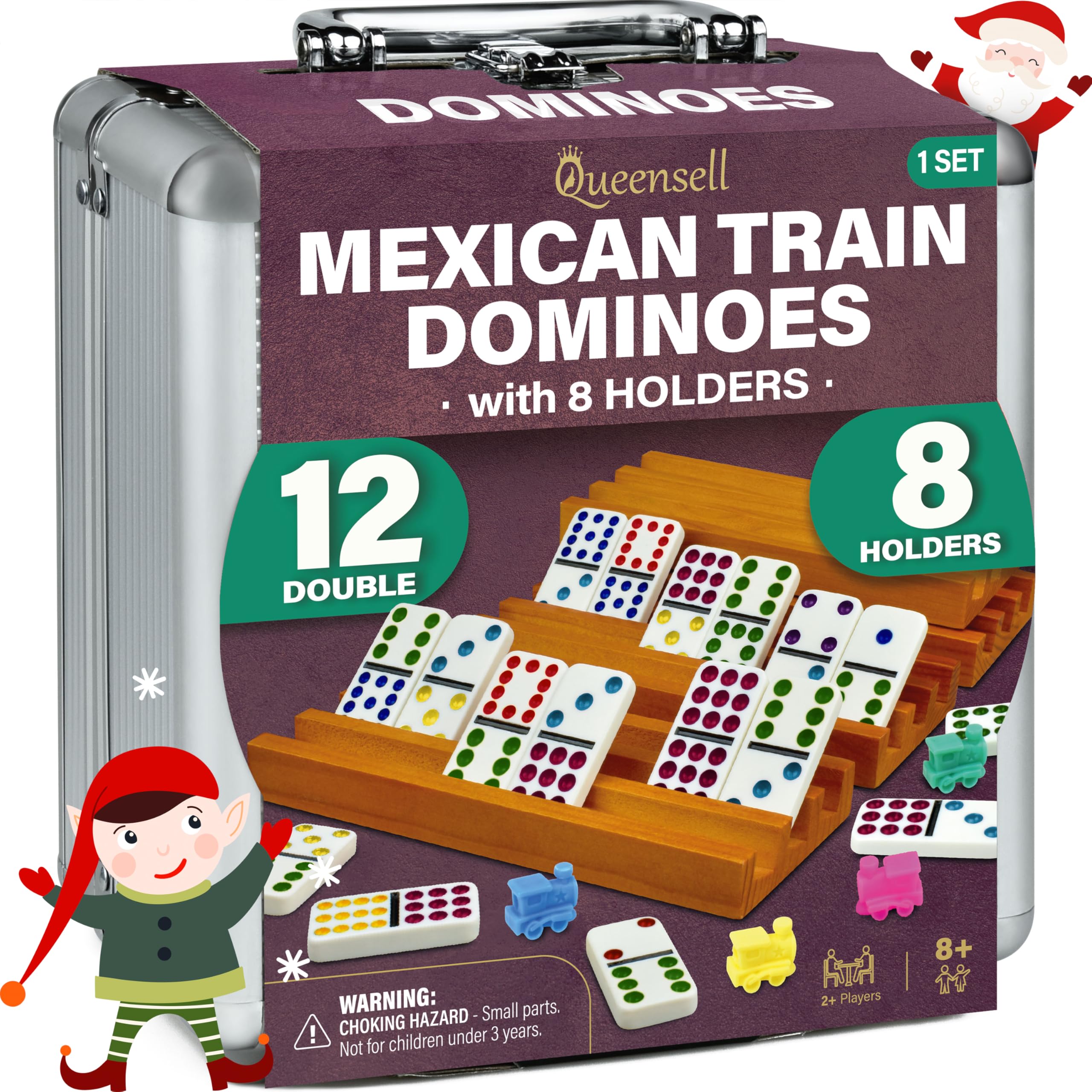 Queensell Mexican Train hub and wooden holders for organized gameplay