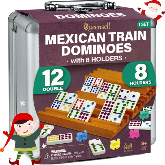 Queensell Mexican Train hub and wooden holders for organized gameplay