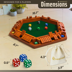 Queensell Shut The Box storage bag keeps dice and rules organized.