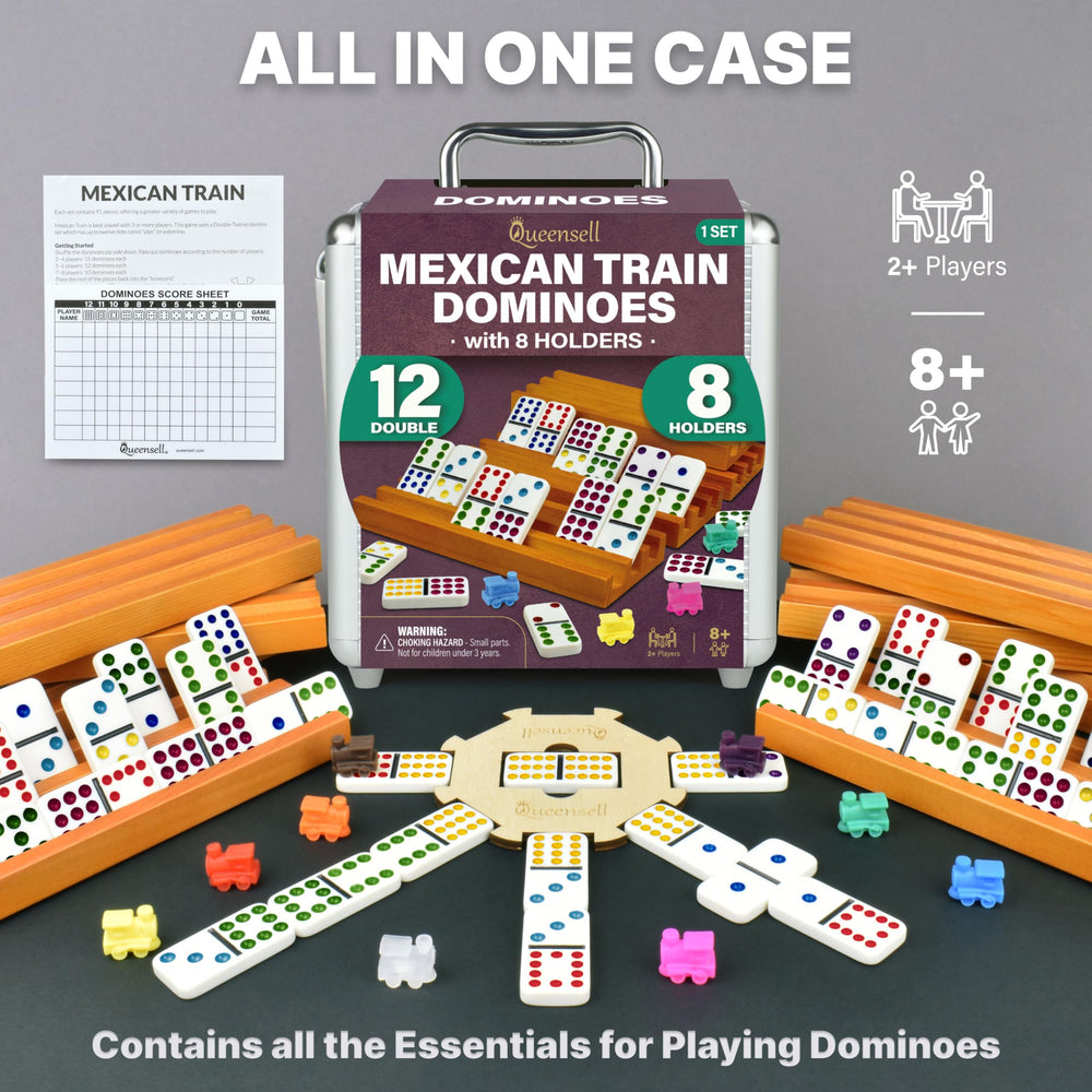 Queensell wooden domino holders keep tiles upright and accessible during rounds