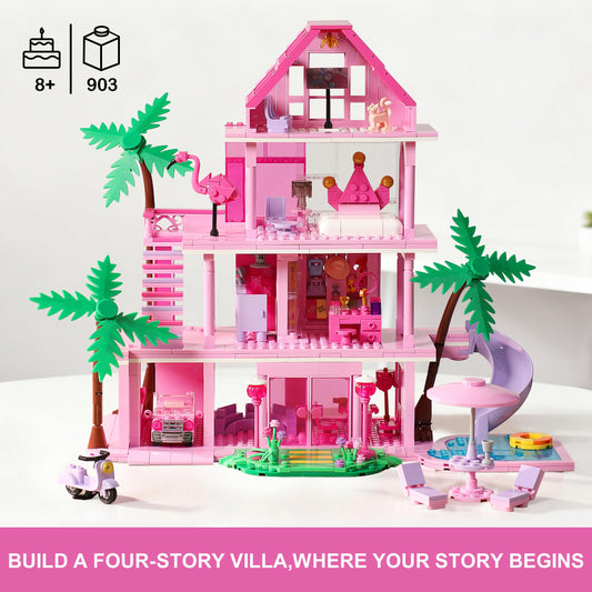 QUENTINAG Dream Girls House pool with slide supports water play and excitement.