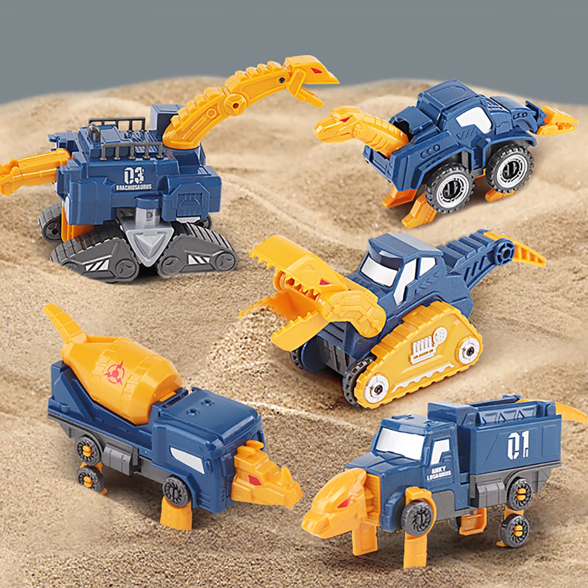 QUERCITRON Construction Trucks Toy Car-Dinosaur Forms encourages cooperative transforming play