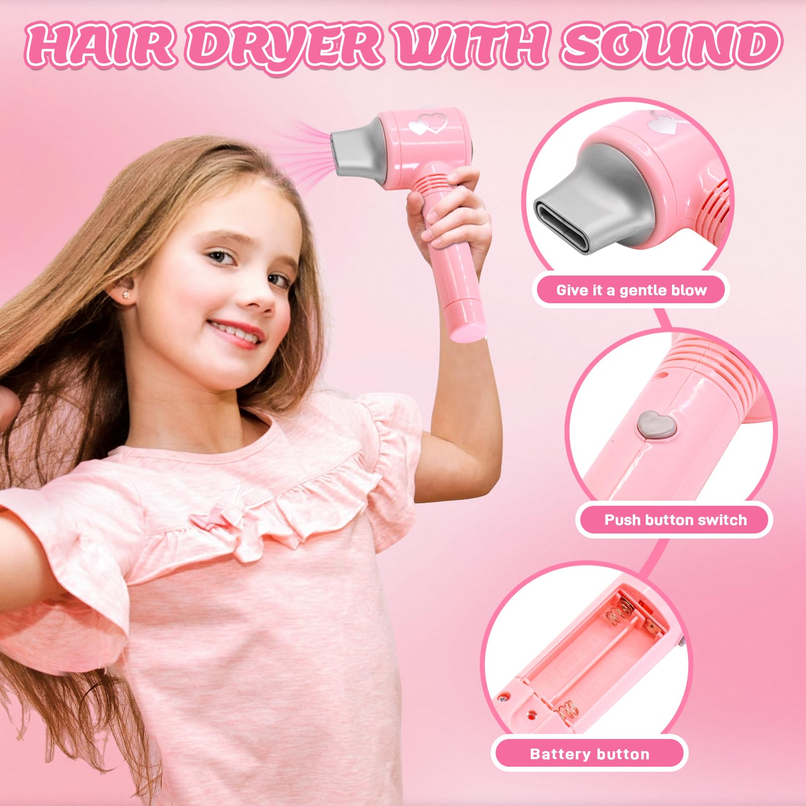 Quhealro round brush aids technique learning during pretend hairstyling