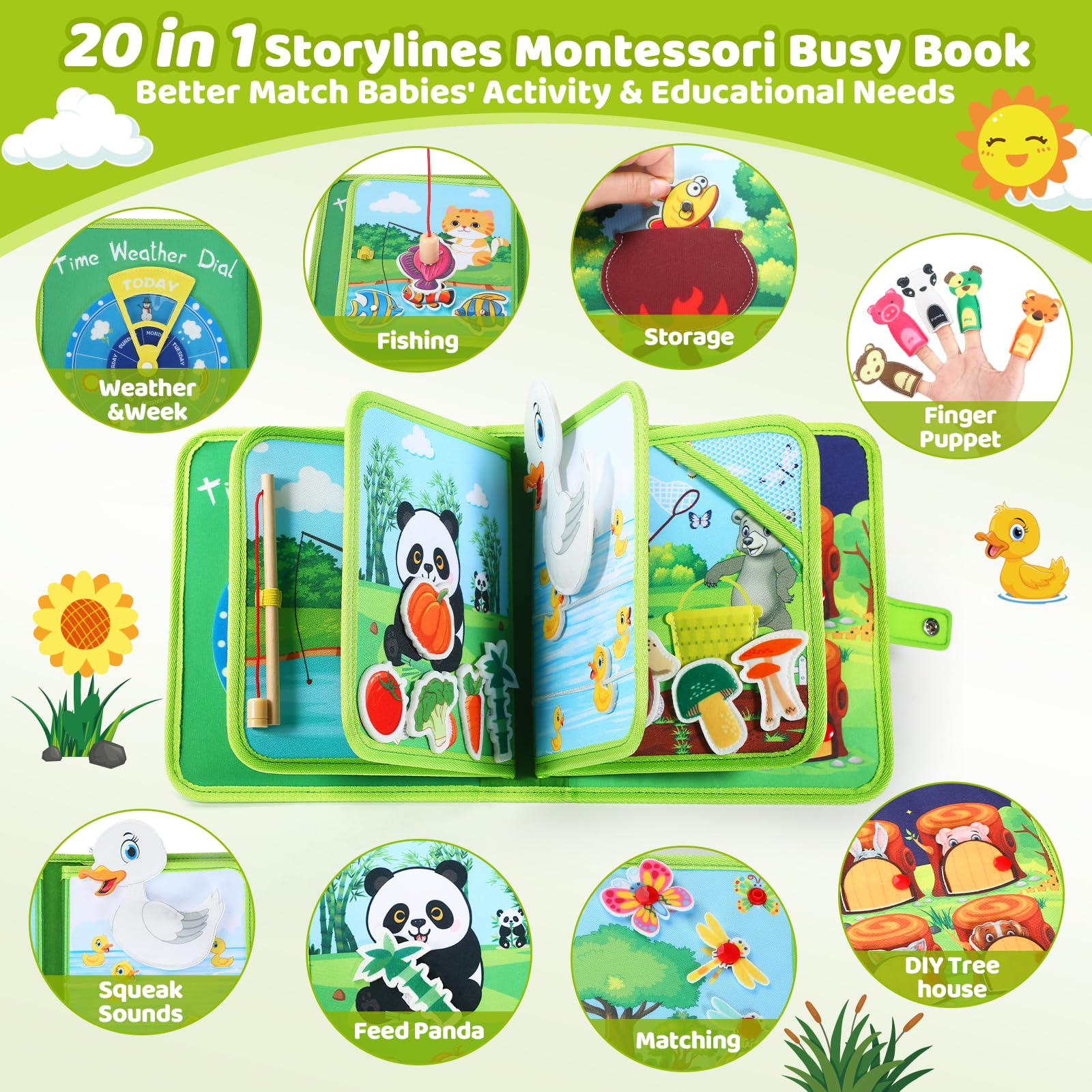 Quiet Flower Busy Book travel-friendly design keeps toddlers engaged during planes and cars.