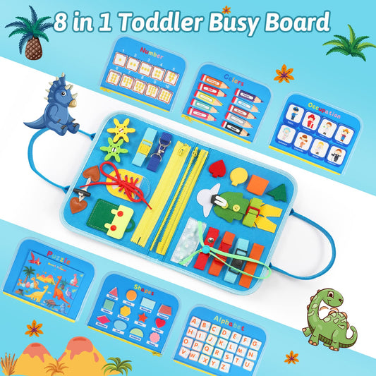 Quiet Flower Busy Board 8-in-1 learning panel enhances fine motor skills.