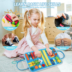 Quiet Flower Busy Board soft felt construction with safety features.
